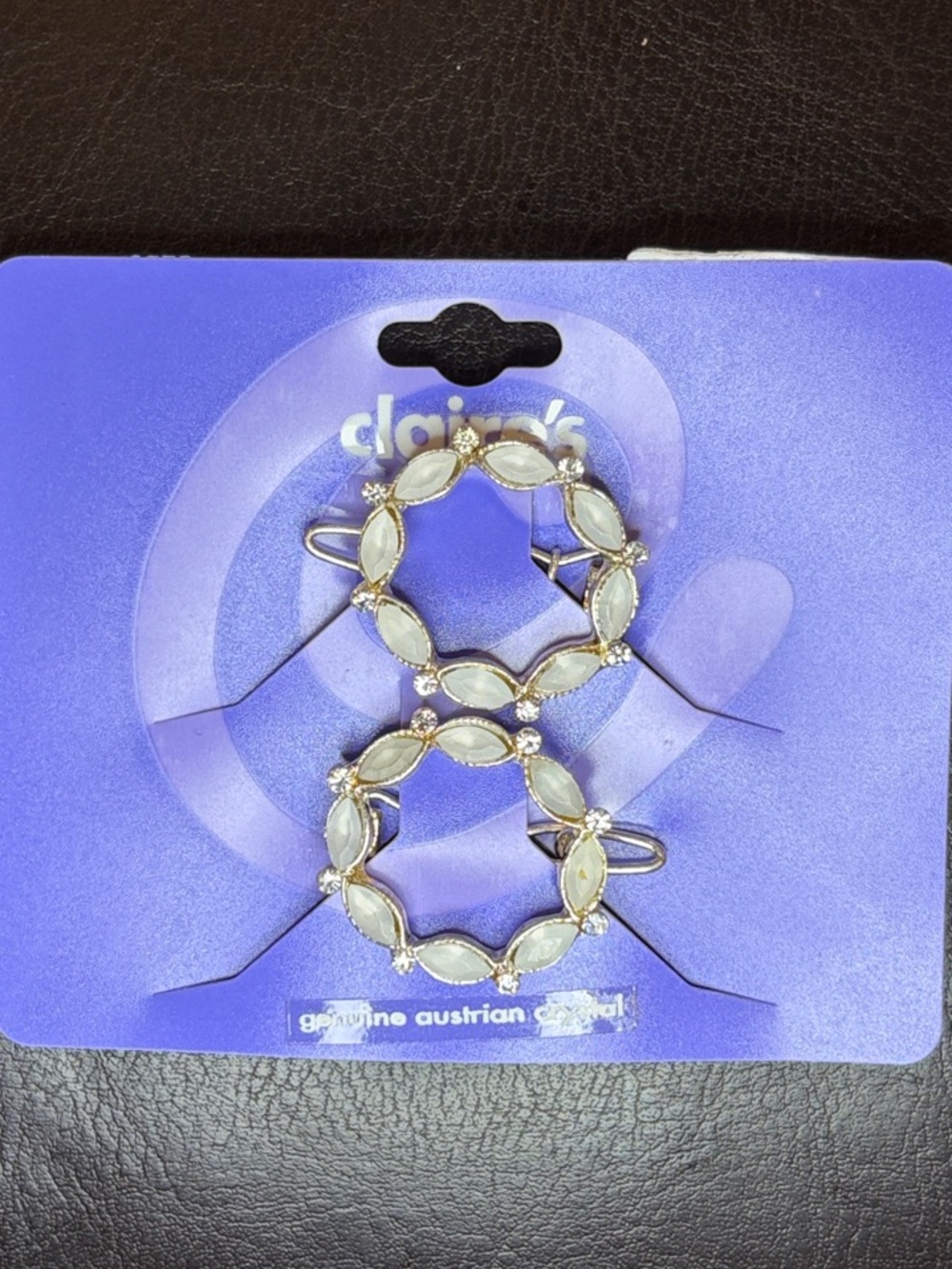 Claire's Silver-Tone Crystal Floral Hair clip Set New Old Stock